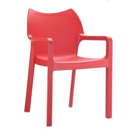 FINEFABRICS Diva Resin Outdoor Dining Arm Chair Red - Pack of 2 FI52694